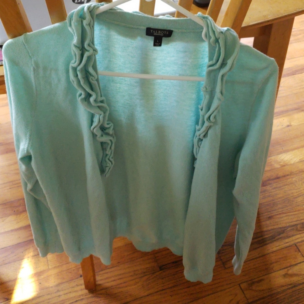 Light Teal Talbots sz Lg Cardigan